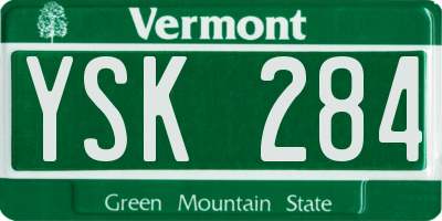 VT license plate YSK284