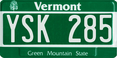 VT license plate YSK285