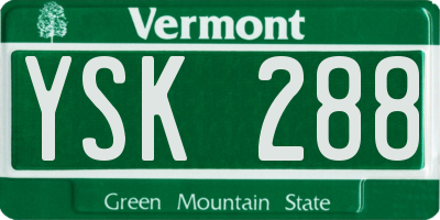 VT license plate YSK288