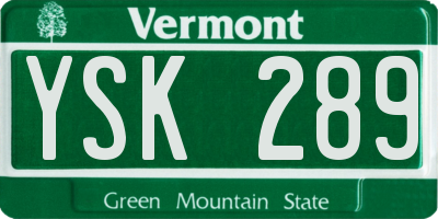 VT license plate YSK289