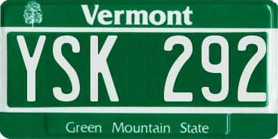 VT license plate YSK292