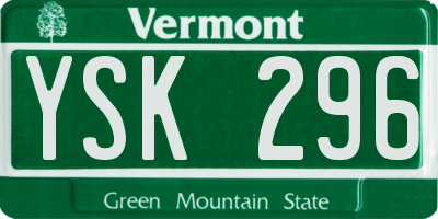 VT license plate YSK296