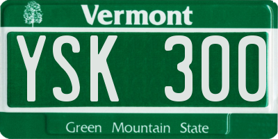 VT license plate YSK300