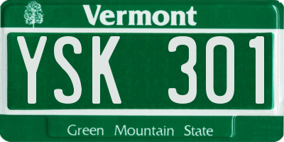 VT license plate YSK301