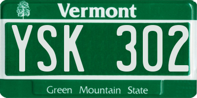 VT license plate YSK302