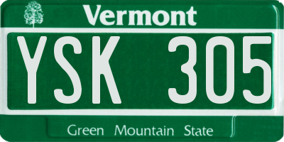 VT license plate YSK305