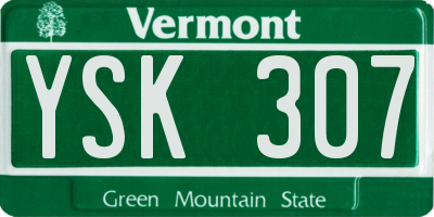 VT license plate YSK307