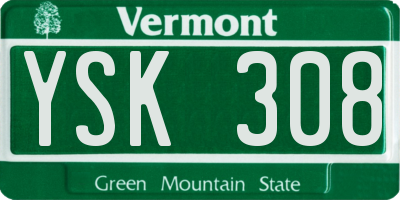VT license plate YSK308