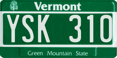 VT license plate YSK310
