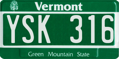 VT license plate YSK316