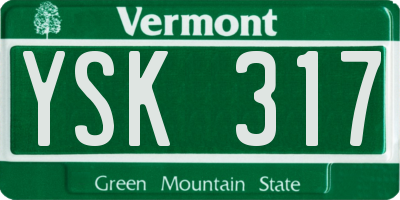 VT license plate YSK317
