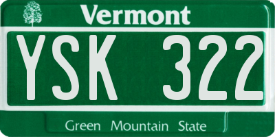 VT license plate YSK322