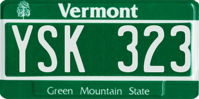 VT license plate YSK323