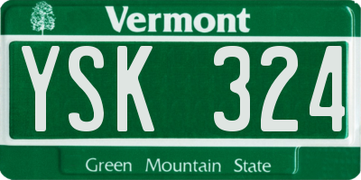 VT license plate YSK324