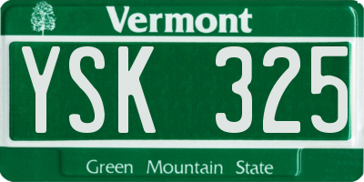 VT license plate YSK325