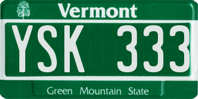 VT license plate YSK333