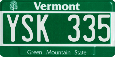 VT license plate YSK335