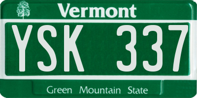 VT license plate YSK337