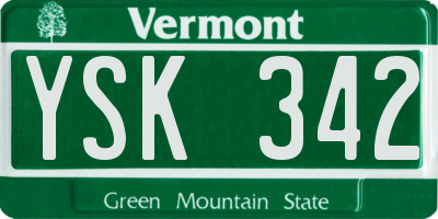 VT license plate YSK342