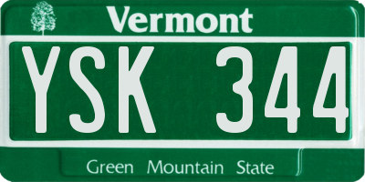 VT license plate YSK344