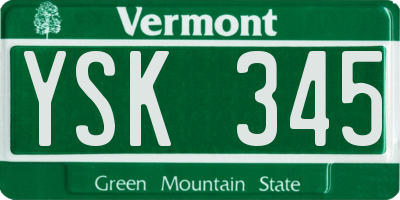 VT license plate YSK345