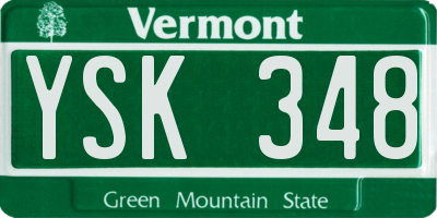 VT license plate YSK348