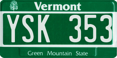 VT license plate YSK353
