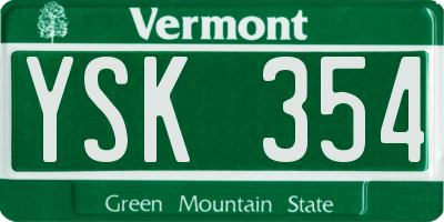 VT license plate YSK354