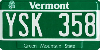 VT license plate YSK358