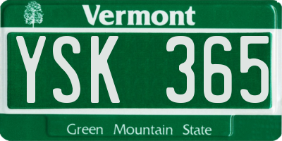 VT license plate YSK365