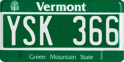 VT license plate YSK366