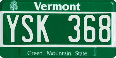 VT license plate YSK368