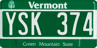VT license plate YSK374