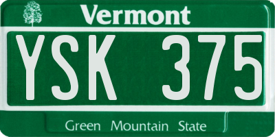 VT license plate YSK375