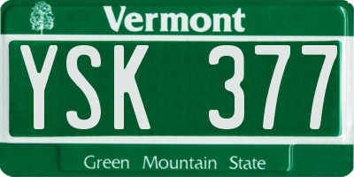 VT license plate YSK377