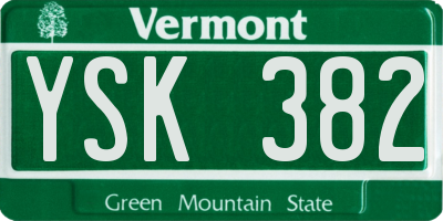 VT license plate YSK382