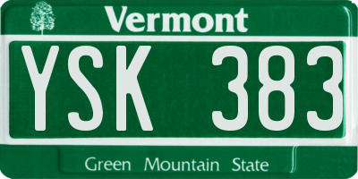 VT license plate YSK383
