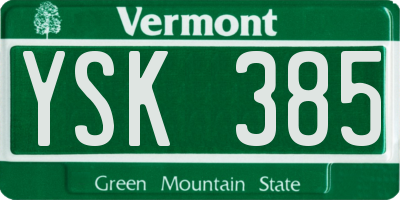 VT license plate YSK385