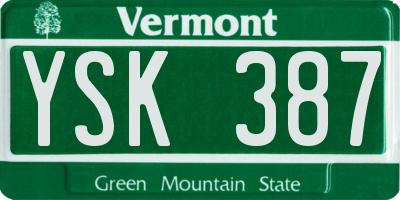 VT license plate YSK387
