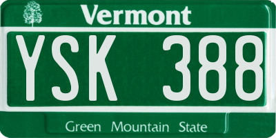 VT license plate YSK388