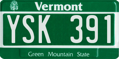 VT license plate YSK391