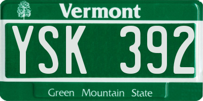 VT license plate YSK392