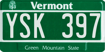 VT license plate YSK397