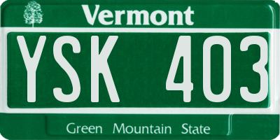 VT license plate YSK403
