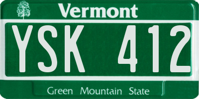 VT license plate YSK412