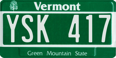 VT license plate YSK417