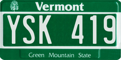 VT license plate YSK419