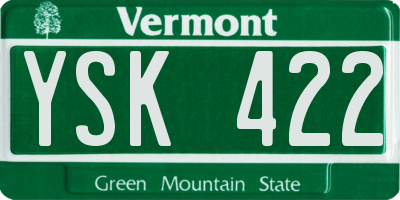 VT license plate YSK422
