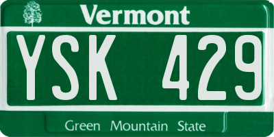 VT license plate YSK429