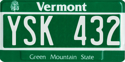 VT license plate YSK432